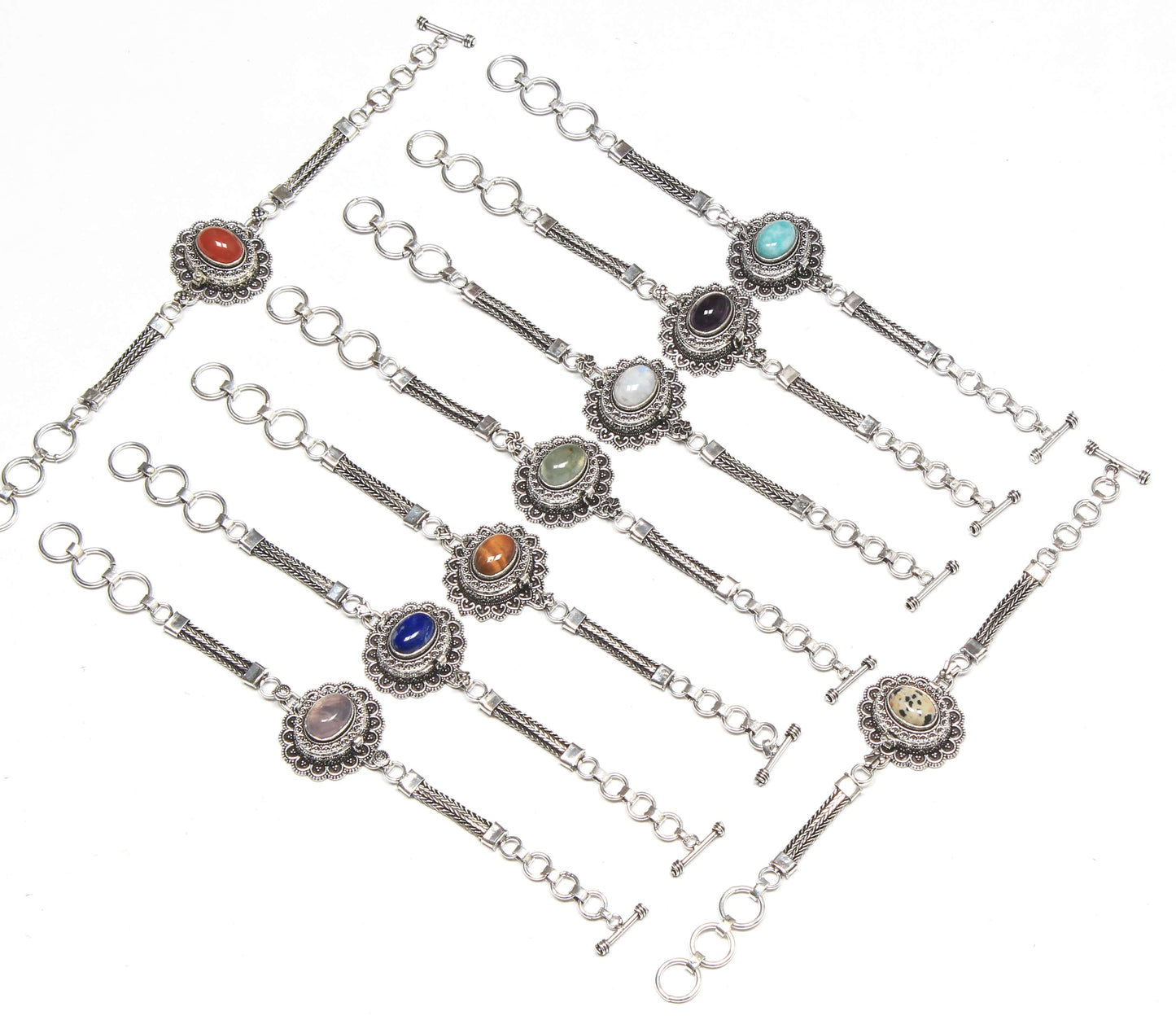 Genuine Assorted Crystal Handmade Poison Chain Bracelets For Women Wholesale Lot Multi Color Silver Plated Bracelets