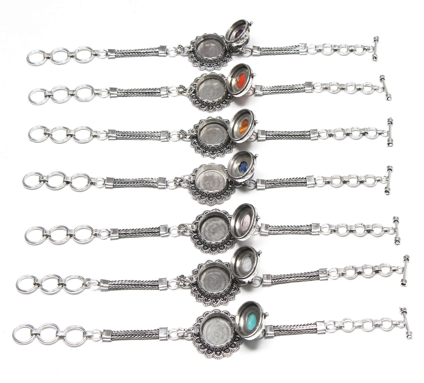 Genuine Assorted Crystal Handmade Poison Chain Bracelets For Women Wholesale Lot Multi Color Silver Plated Bracelets