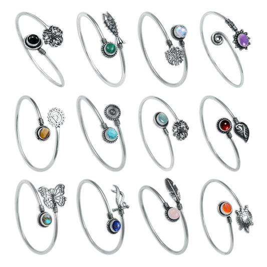 Charm & Gemstone Bracelets – Silver-Plated, Handmade, Nature & Spiritual Symbols | Wholesale