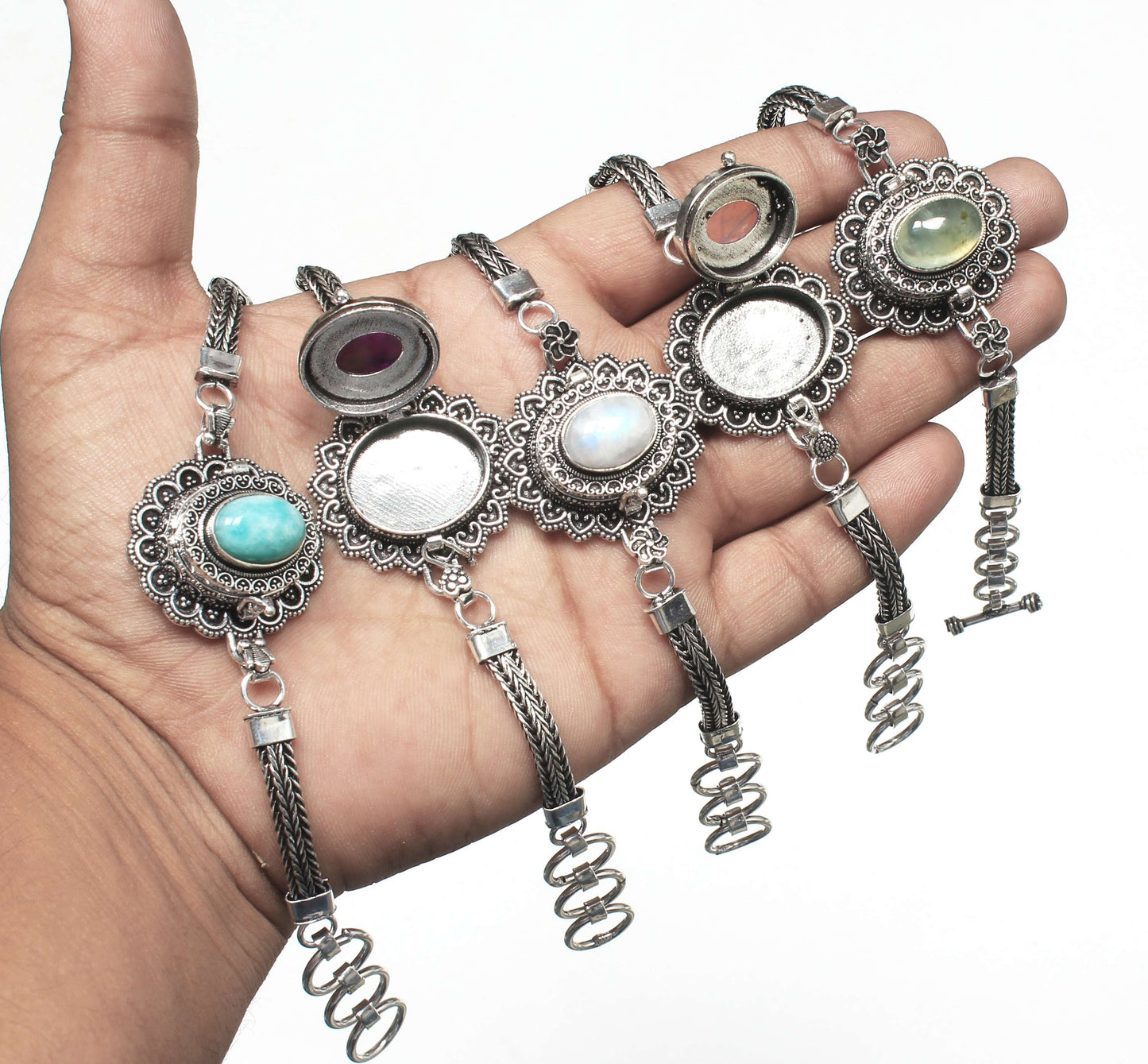 Genuine Assorted Crystal Handmade Poison Chain Bracelets For Women Wholesale Lot Multi Color Silver Plated Bracelets