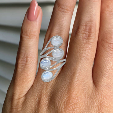Cascade Ring – Handmade Sterling Silver Ring with Four Natural Gemstones | Made to Order