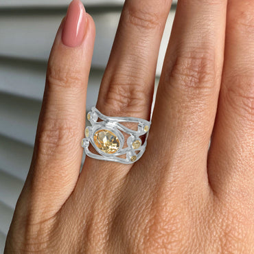 The Solstice Ring Sterling Silver Oval-Cut – 9 Natural Gemstone Styles | Made to Order
