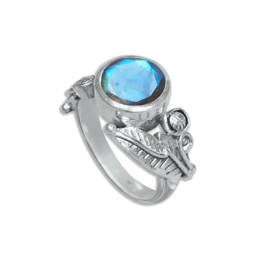Sterling Silver Leaf Embrace Ring with Natural Gemstones – 9 Variants | Made to Order