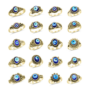 Evil Eye Rings – Assorted Designs in Silver, 18K Gold & 18K Rose Gold Plating over Brass