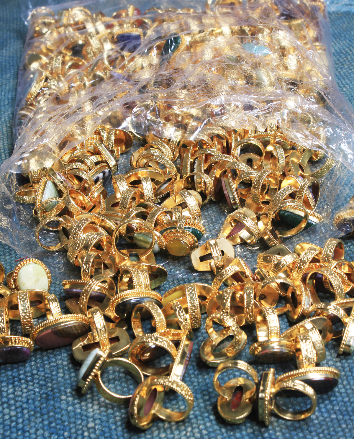 Assorted Crystal Rings – Gold-Plated, Mixed Designs & Gemstones | Wholesale