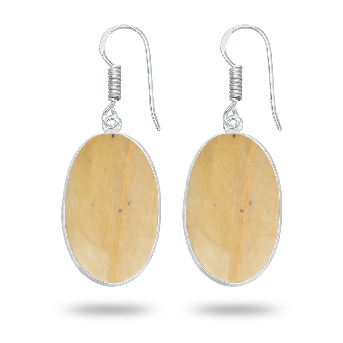 Yellow Aventurine Earrings – Handmade Minimal Design | Silver‑Plated Brass | Fish Hook Backs | Wholesale Pairs