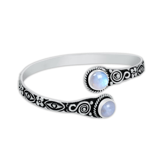 Two-Stone Rainbow Moonstone Bracelets – Silver-Plated, Adjustable, Boho Chic | Wholesale