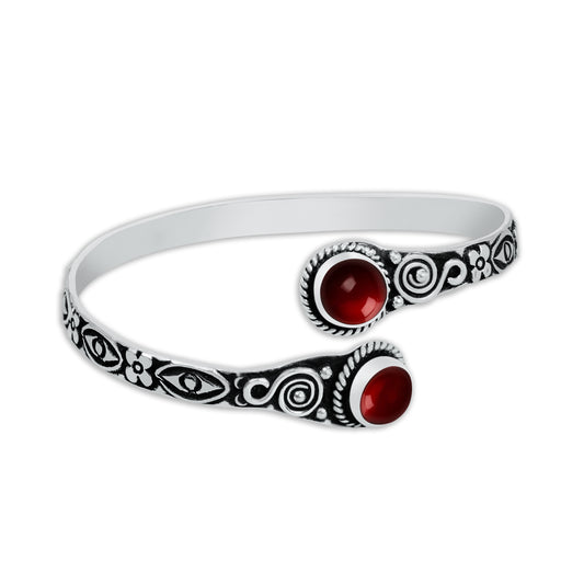 Two-Stone Garnet Bracelets – Silver-Plated, Adjustable, Boho Chic | Wholesale
