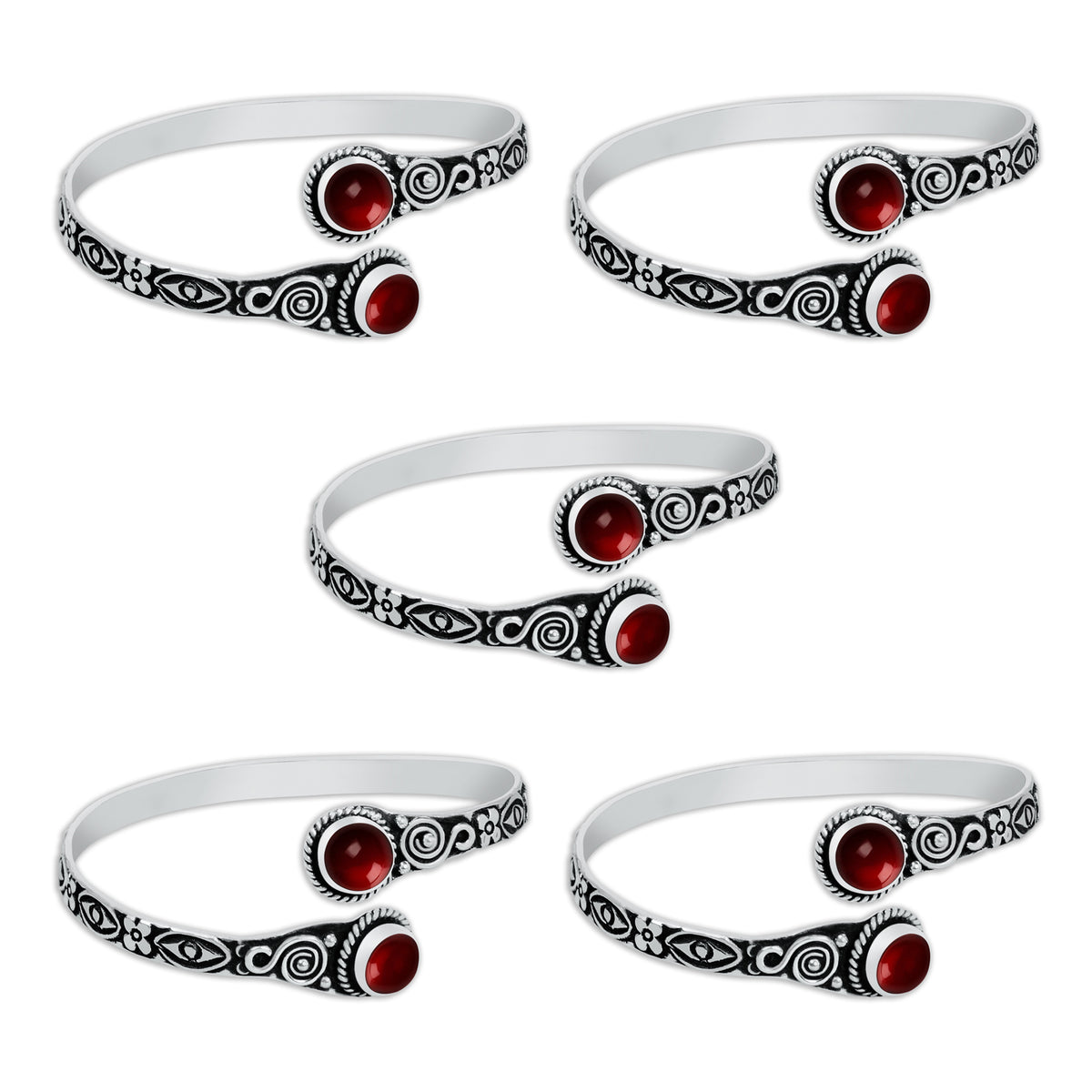 Two-Stone Garnet Bracelets – Silver-Plated, Adjustable, Boho Chic | Wholesale
