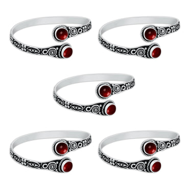 Two-Stone Garnet Bracelets – Silver-Plated, Adjustable, Boho Chic | Wholesale