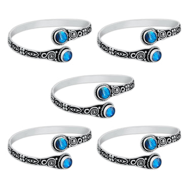 Bracelets manchettes réglables faits main en cristal naturel assorti pour femmes Lot de gros bracelets joncs plaqués argent multicolores