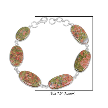 Unakite Link Bracelets – Silver-Plated, Adjustable, Minimalist | Wholesale