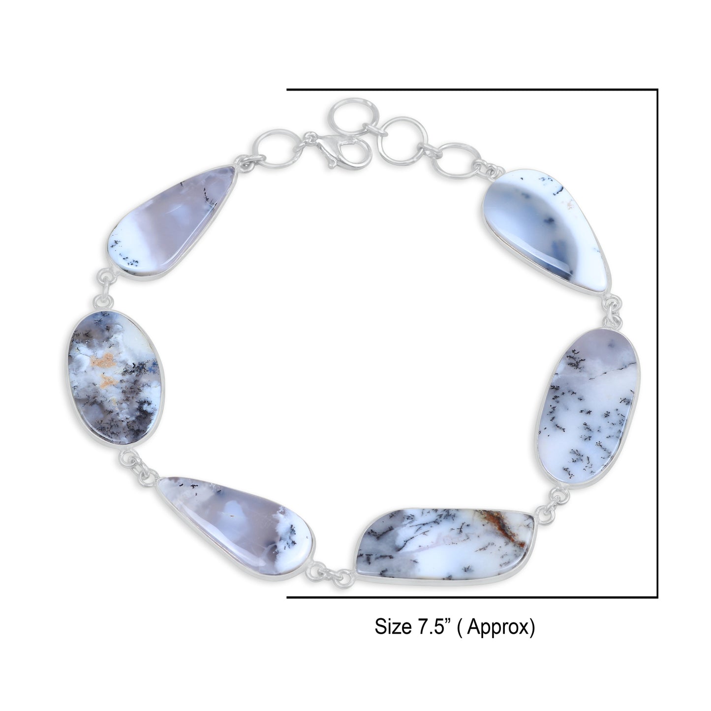 Dendrite Agate Link Bracelets – Silver-Plated, Adjustable, Minimalist | Wholesale