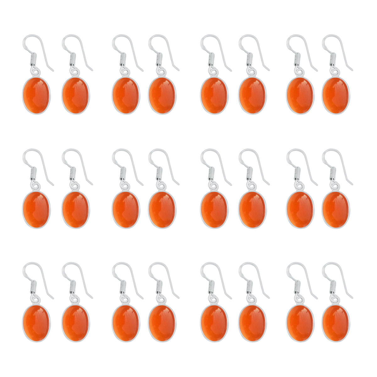Carnelian Bezel Earrings – Silver-Plated, Handmade, Minimalist | Wholesale