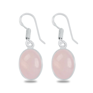 Rose Quartz Bezel Earrings – Silver-Plated, Handmade, Dainty Minimalist | Wholesale