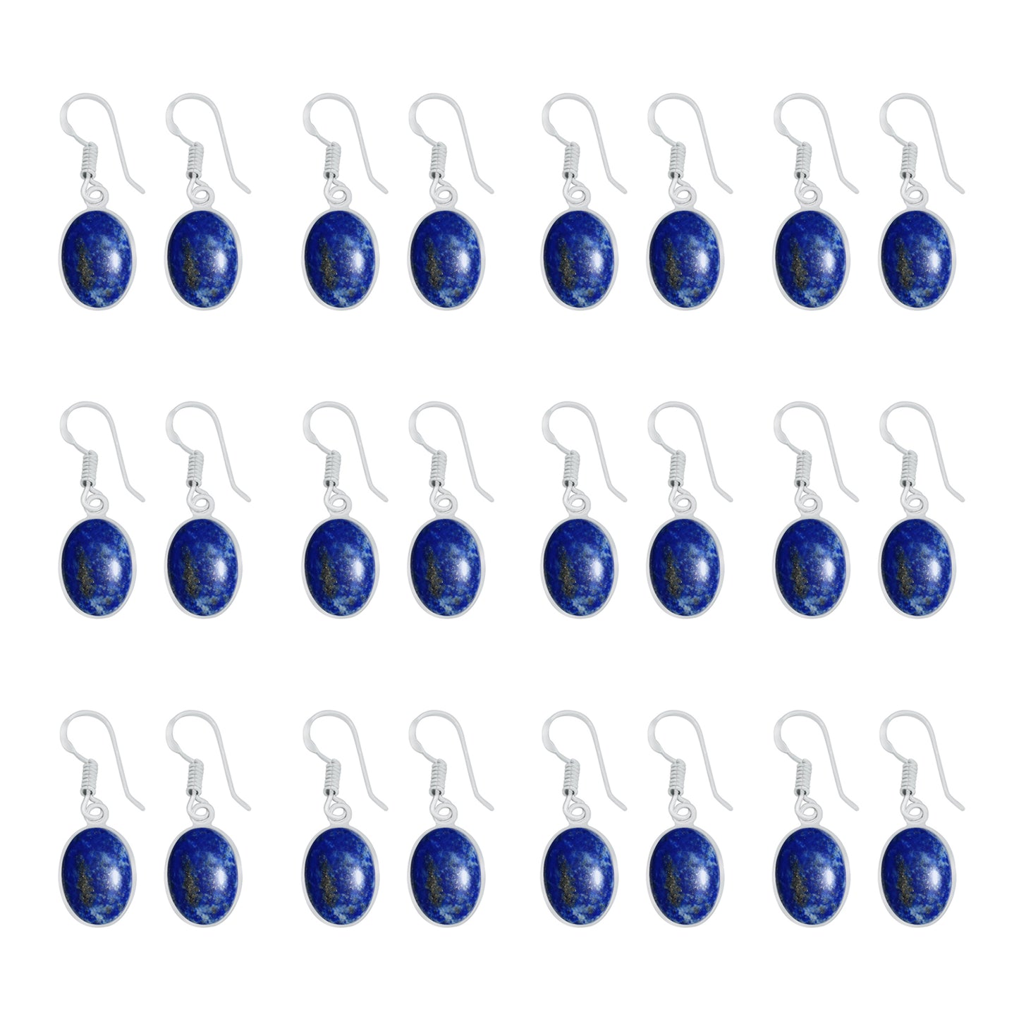 Boucles d'oreilles délicates serties de lapis-lazuli naturel - Plaqué argent, minimalistes, vente en gros