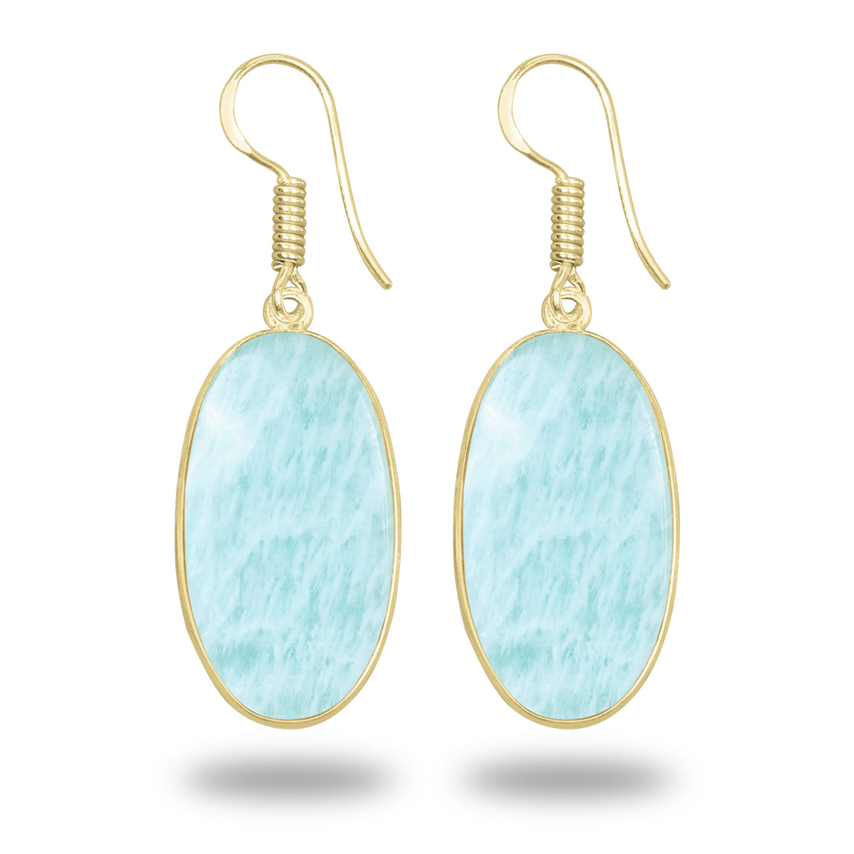 Amazonite Earrings – 18K Gold-Plated Bezel, Handmade Minimal Design | Made to Order
