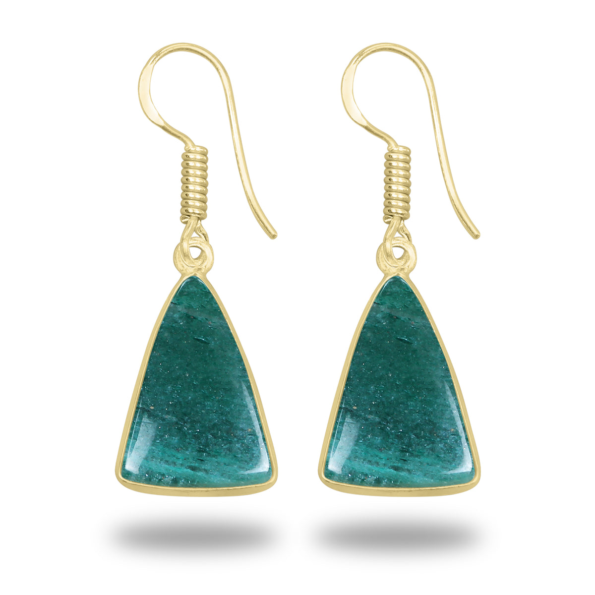 Green Aventurine Earrings – 18K Gold-Plated Bezel, Handmade Minimal Design | Made to Order