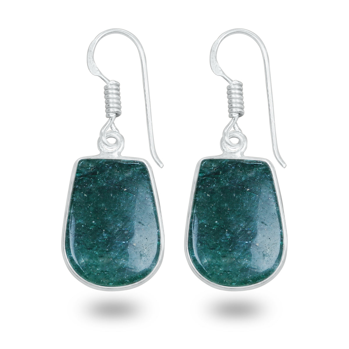 Boucles d'oreilles en aventurine – Minimalistes, plaquées argent | Bijoux faits main en gros