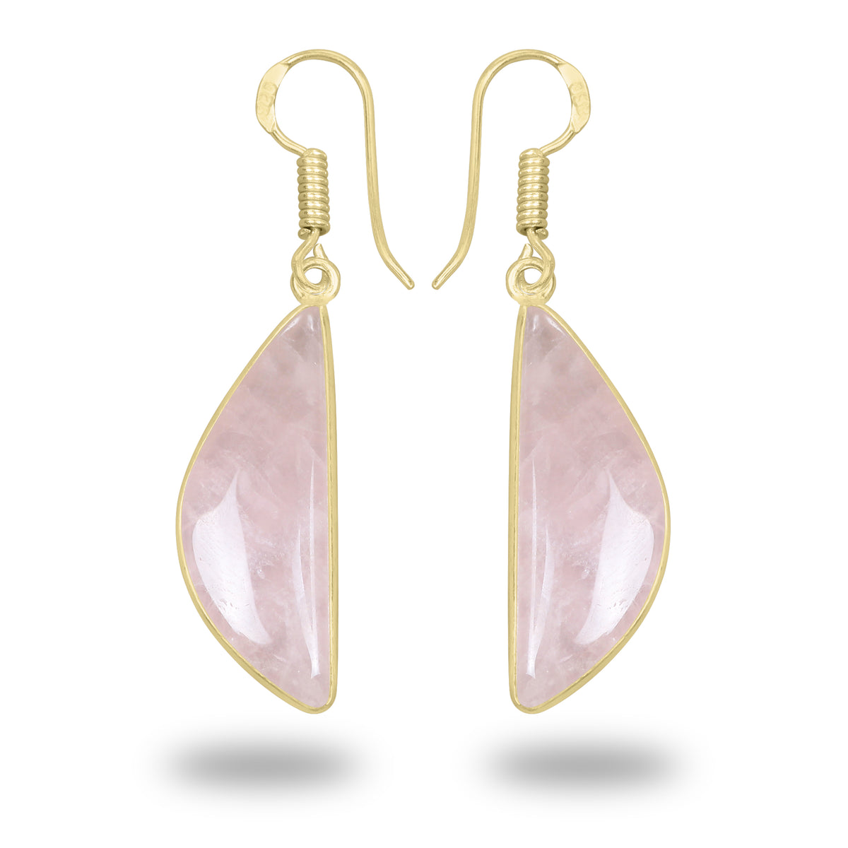 Rose Quartz Earrings – 18K Gold-Plated Bezel, Handmade Minimal Design | Made to Order