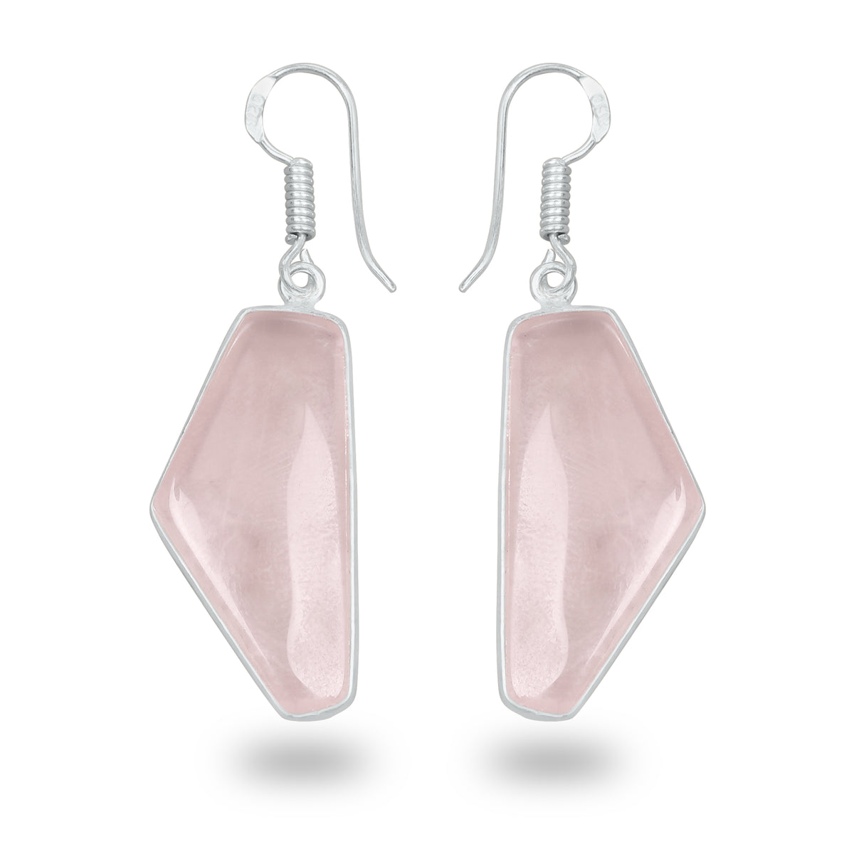 Boucles d'oreilles en quartz rose – Minimalistes, plaquées argent | Bijoux faits main en gros