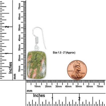 Boucles d'oreilles en unakite – Minimalistes, plaquées argent | Bijoux faits main en gros
