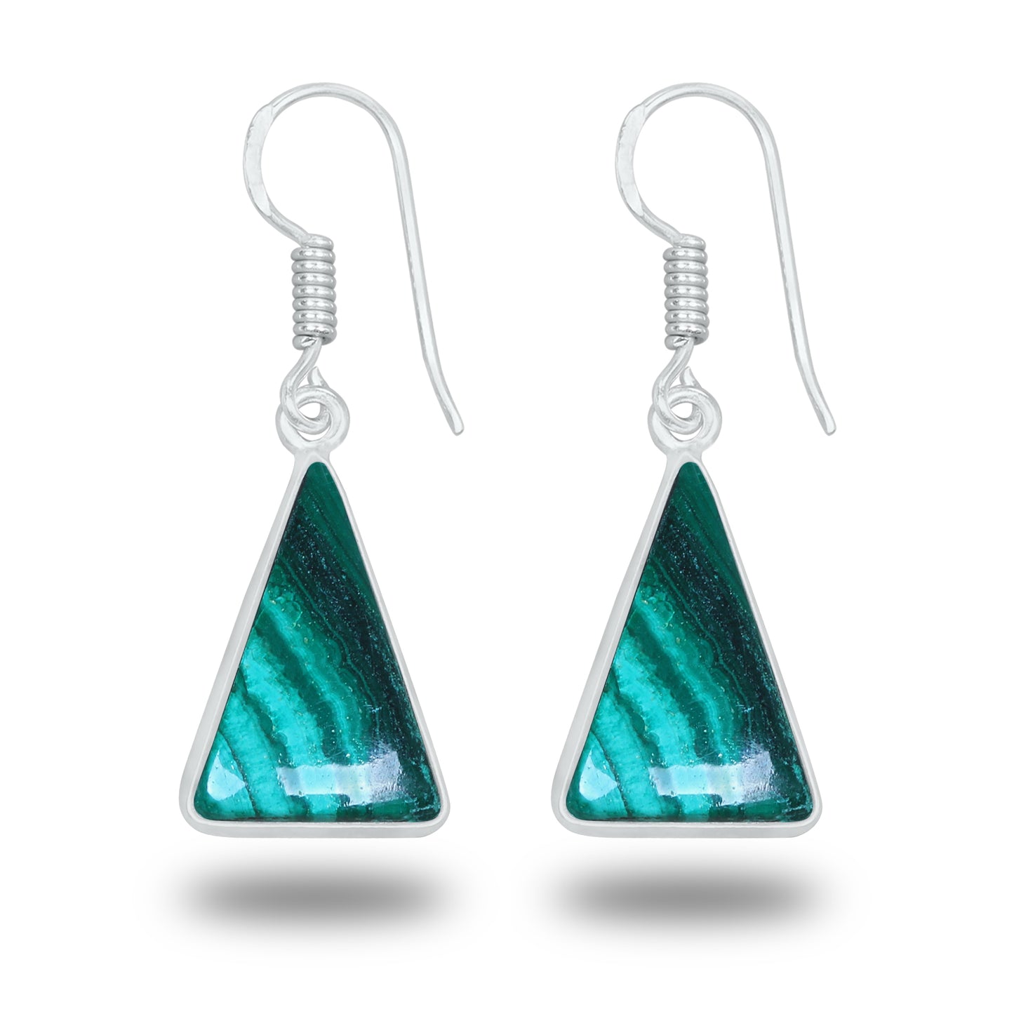 Malachite Earrings – Silver-Plated, Handmade, Bold Green Banded | Wholesale