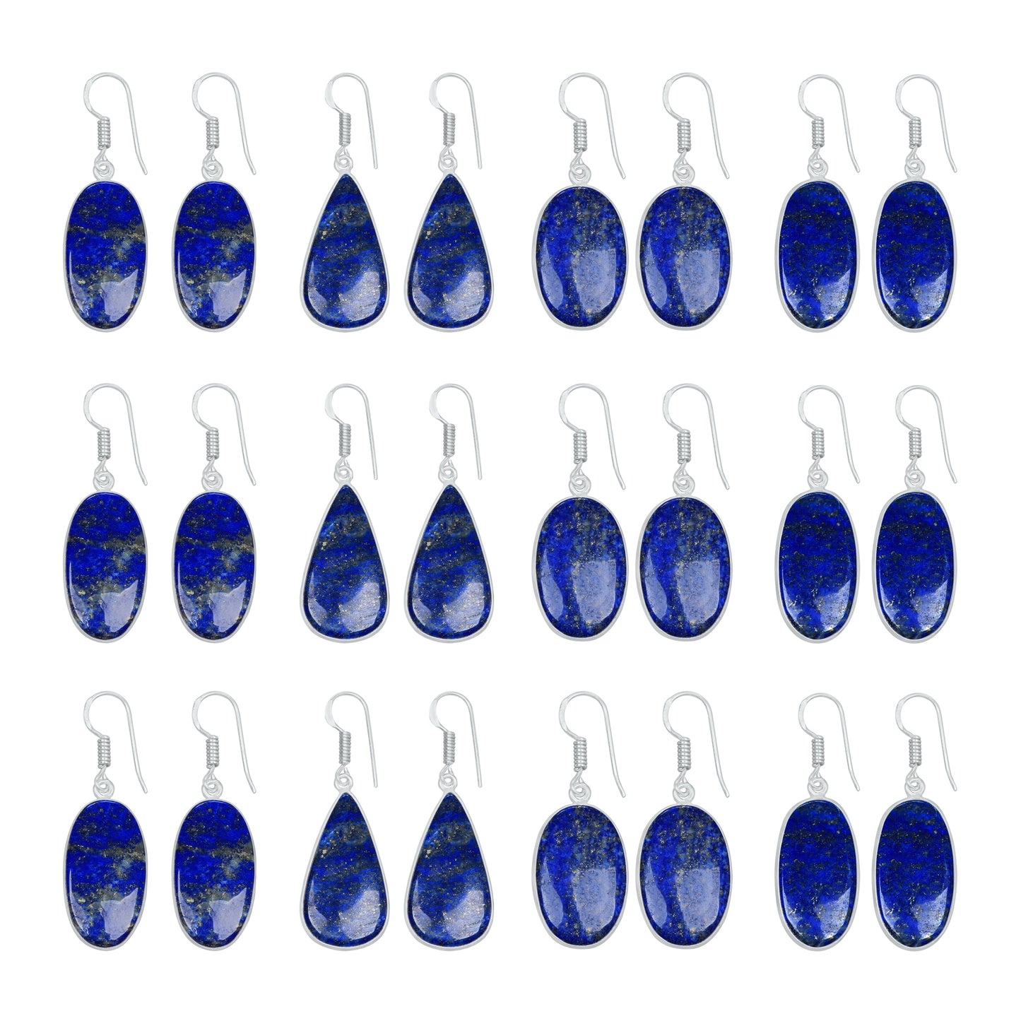 Lapis Lazuli Earrings – Silver-Plated, Handmade, Royal Blue | Wholesale
