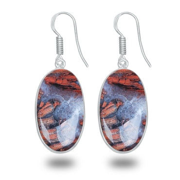 Red Jasper Earrings – Silver-Plated, Handmade, Deep Crimson | Wholesale