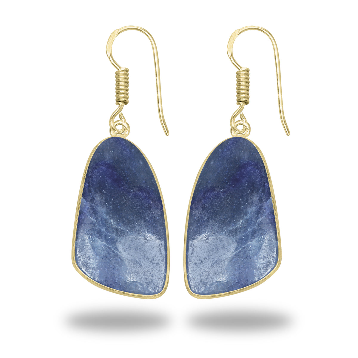 Blue Aventurine Earrings – 18K Gold-Plated Bezel, Handmade Minimal Design | Made to Order