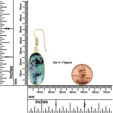 Ruby Zoisite Earrings – 18K Gold-Plated Bezel, Handmade Minimal Design | Made to Order