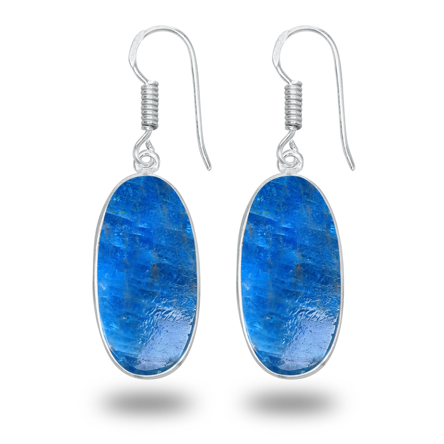 Boucles d'oreilles en apatite – Minimalistes, plaquées argent | Bijoux faits main en gros