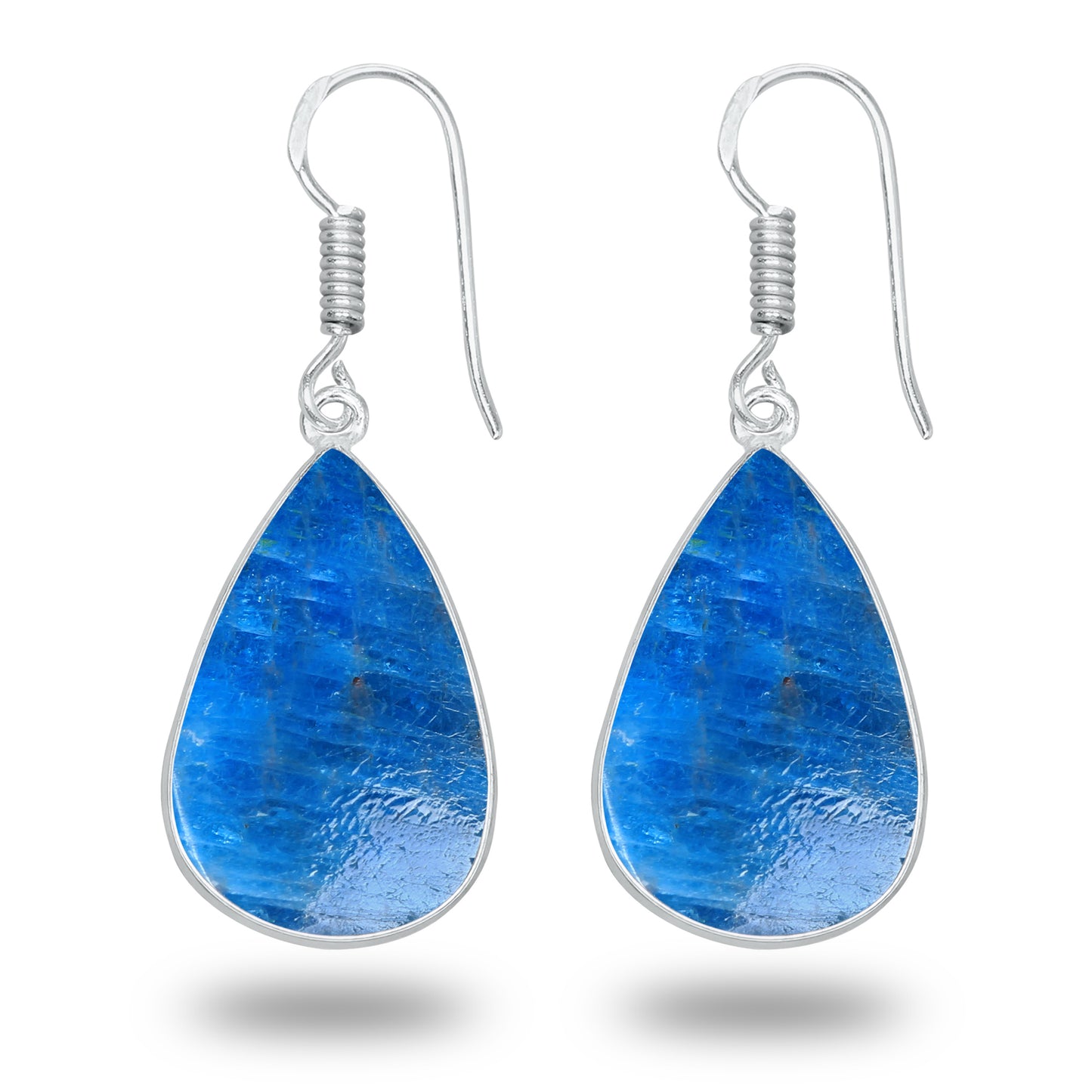 Boucles d'oreilles en apatite – Minimalistes, plaquées argent | Bijoux faits main en gros
