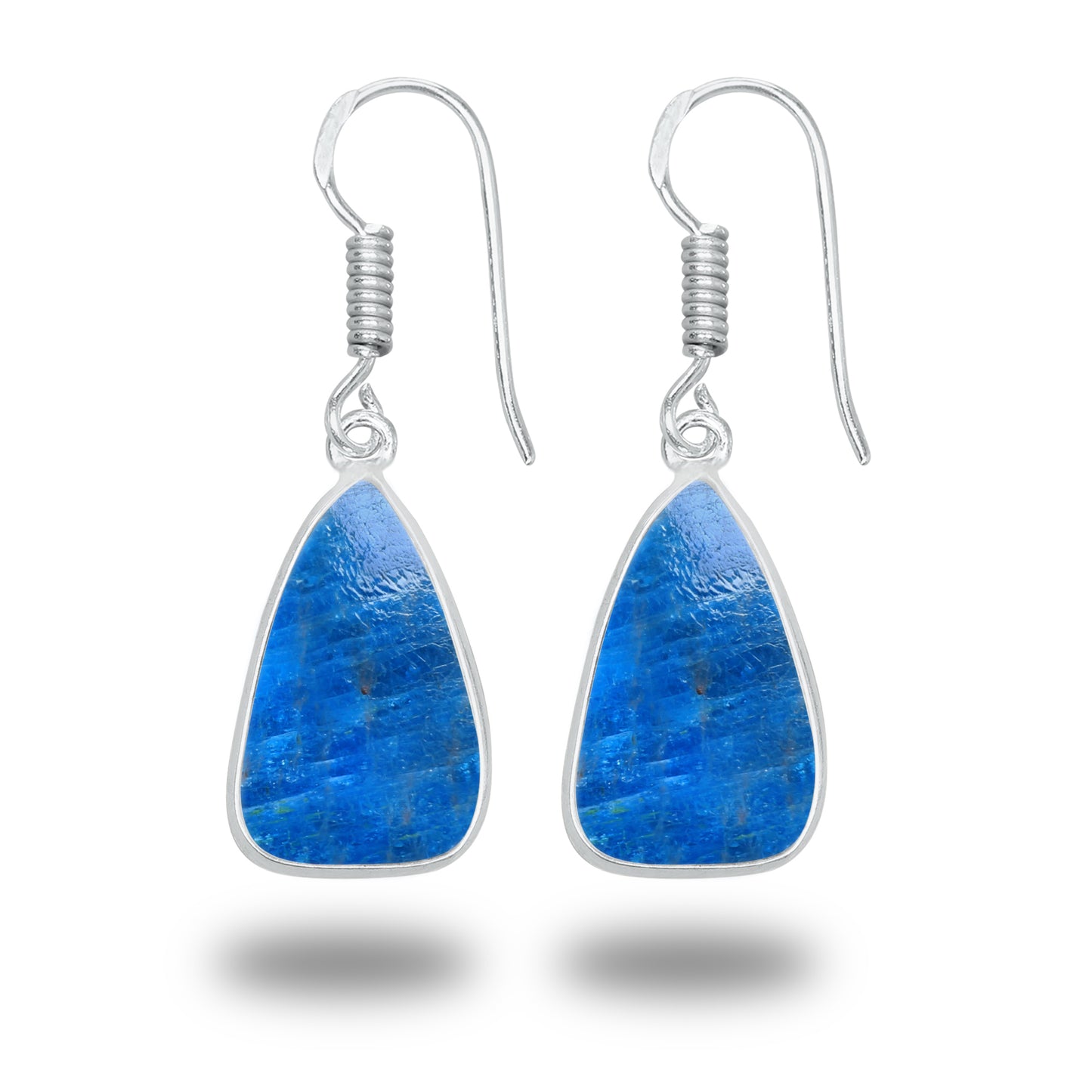 Boucles d'oreilles en apatite – Minimalistes, plaquées argent | Bijoux faits main en gros