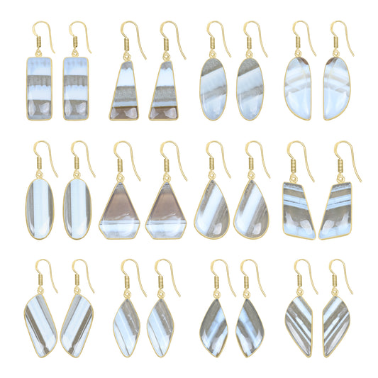 Owyhee Opal Earrings – 18K Gold-Plated Bezel, Handmade Minimal Design | Made to Order