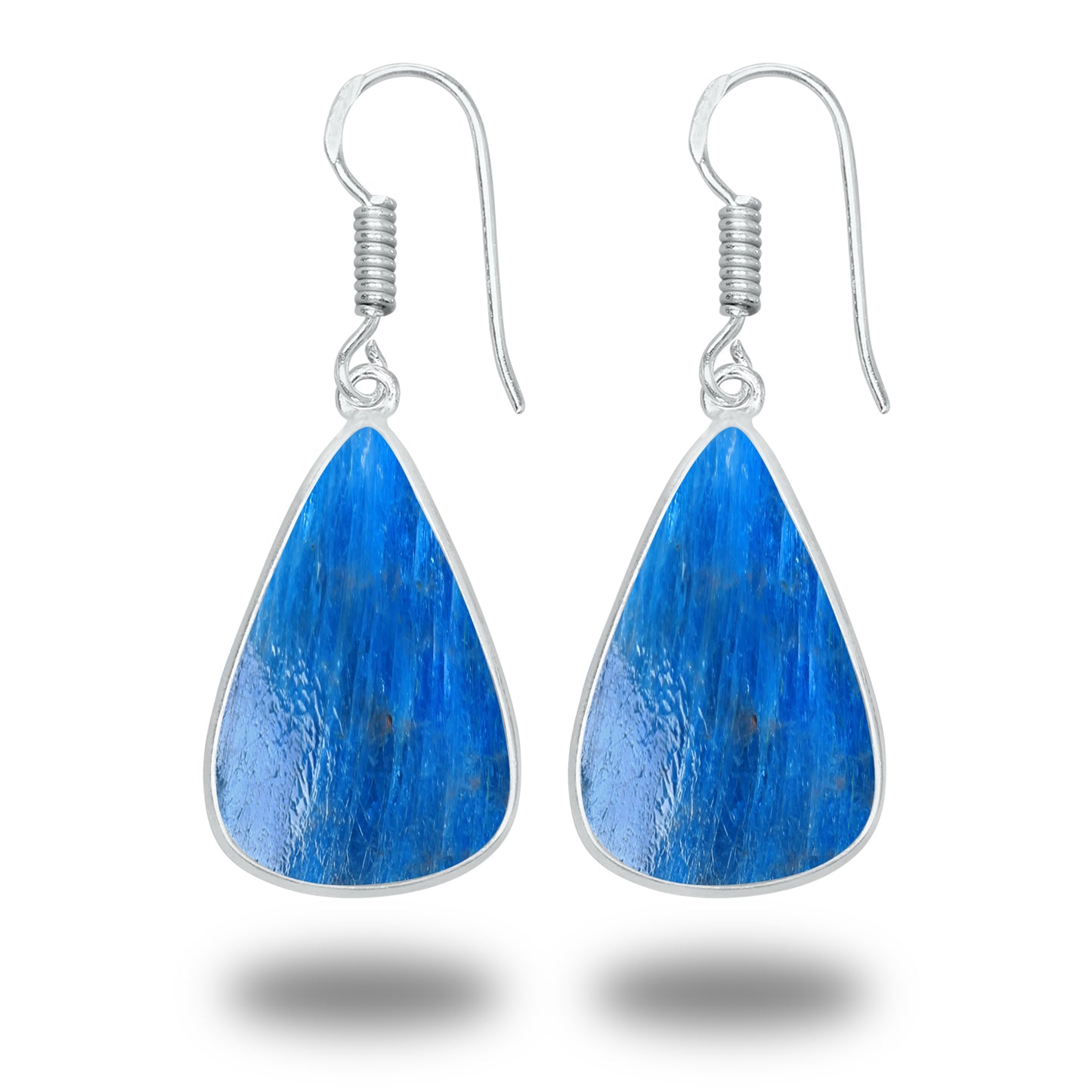 Boucles d'oreilles en apatite – Minimalistes, plaquées argent | Bijoux faits main en gros
