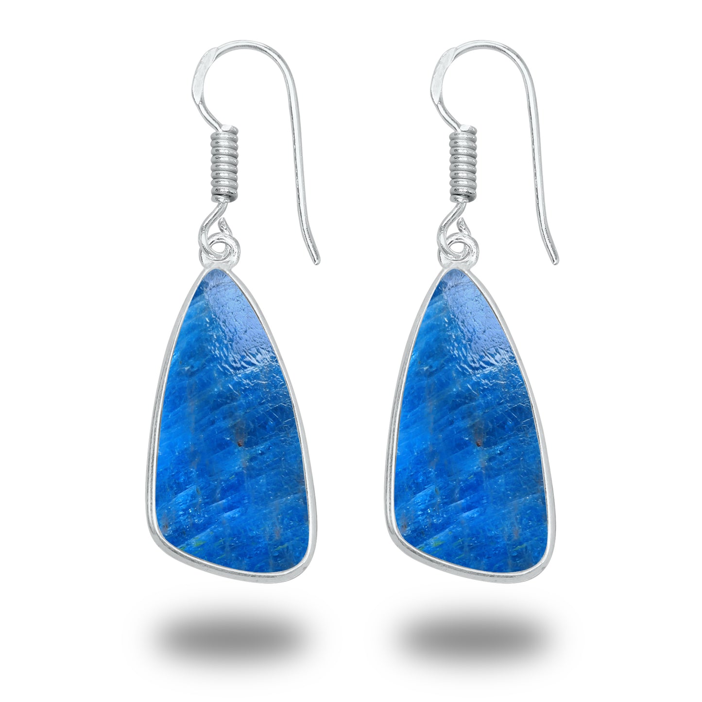 Boucles d'oreilles en apatite – Minimalistes, plaquées argent | Bijoux faits main en gros
