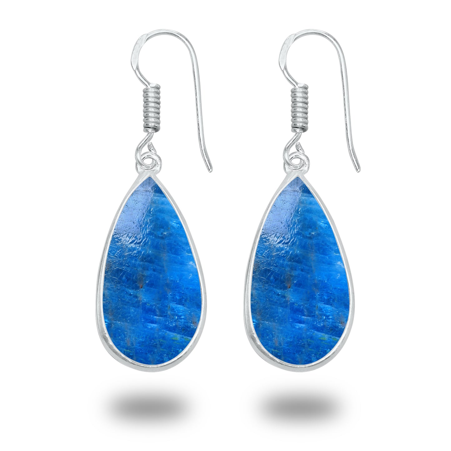 Boucles d'oreilles en apatite – Minimalistes, plaquées argent | Bijoux faits main en gros