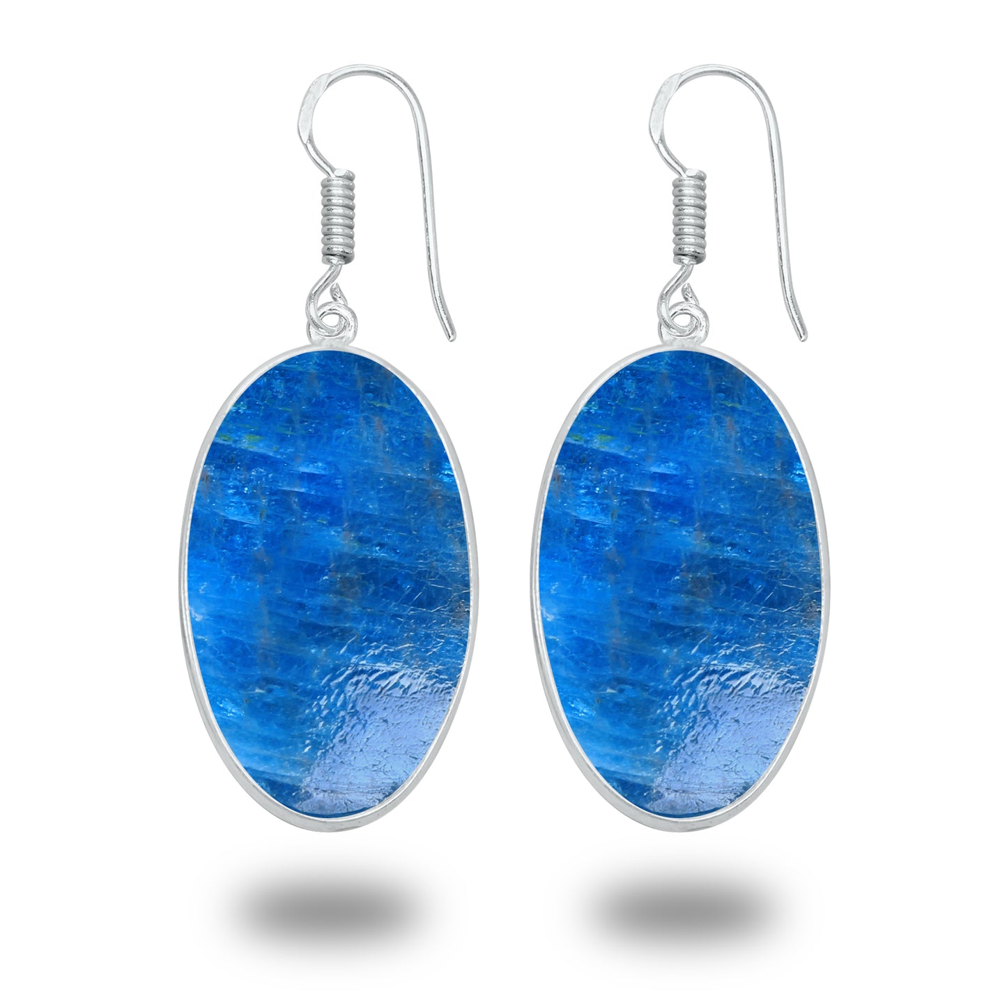 Boucles d'oreilles en apatite – Minimalistes, plaquées argent | Bijoux faits main en gros