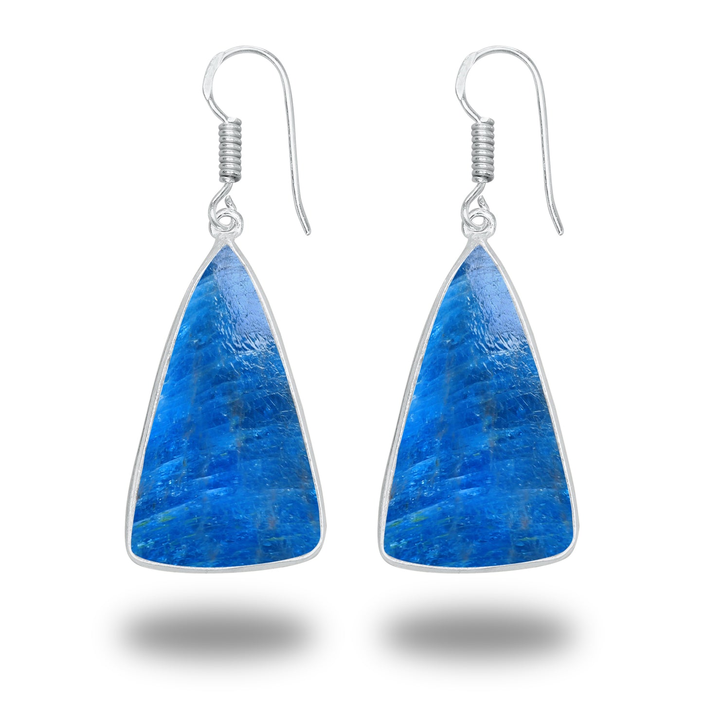 Boucles d'oreilles en apatite – Minimalistes, plaquées argent | Bijoux faits main en gros