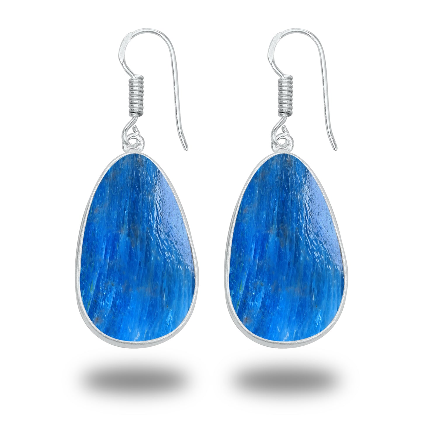 Boucles d'oreilles en apatite – Minimalistes, plaquées argent | Bijoux faits main en gros