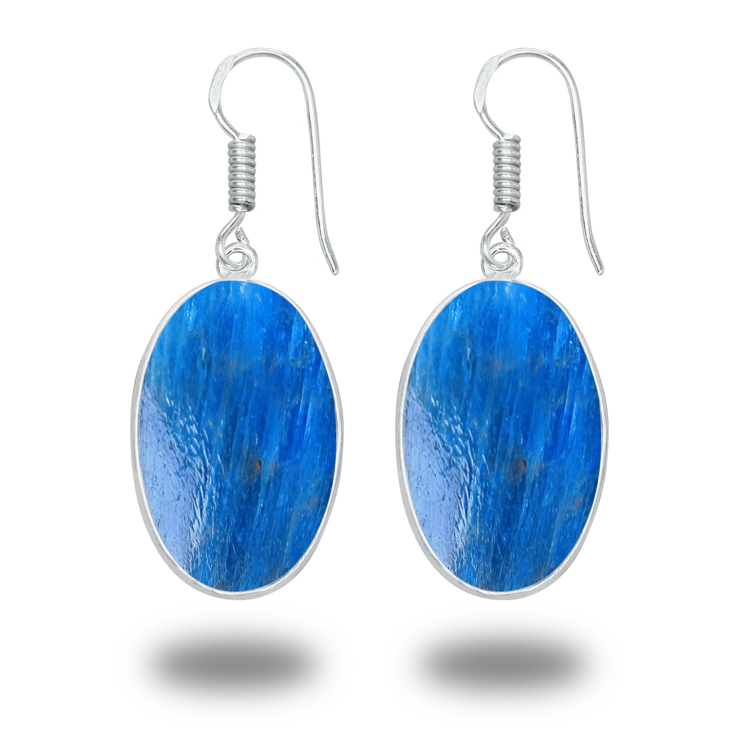 Boucles d'oreilles en apatite – Minimalistes, plaquées argent | Bijoux faits main en gros