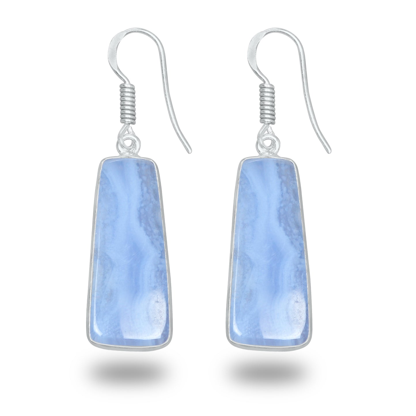 Blue Lace Agate Earrings – Minimalist, Silver-Plated | Wholesale & Handmade
