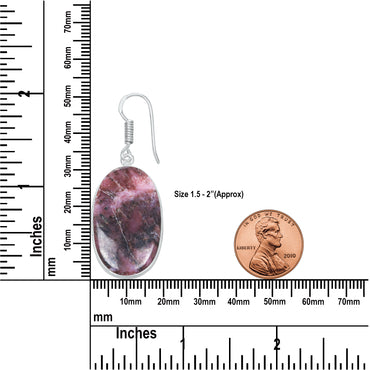Rhodonite Earrings – Silver-Plated, Handmade, Pink & Black Marbled | Wholesale