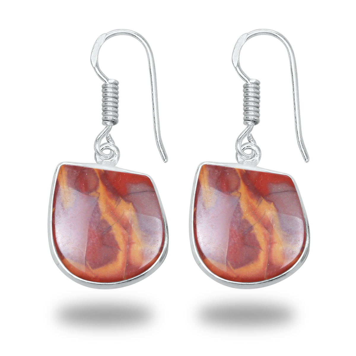 Noreena Jasper Earrings – Silver-Plated, Handmade, Earthy Red-Mustard | Wholesale