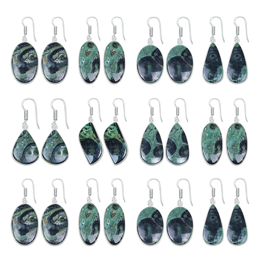 Boucles d'oreilles en jaspe étoilé – Plaqué argent | Bijoux faits main en gros