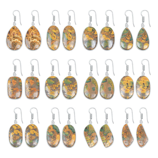Boucles d'oreilles en marbre de Sabalgarh (jaspe fruitier) – Plaqué argent | Bijoux faits main en gros