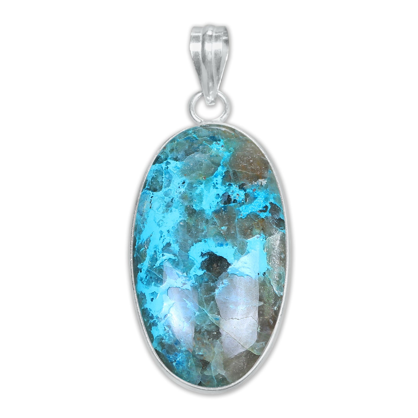 Chrysocolla Minimalist Pendants – Silver-Plated, Handmade, Teal Blue-Green | Wholesale
