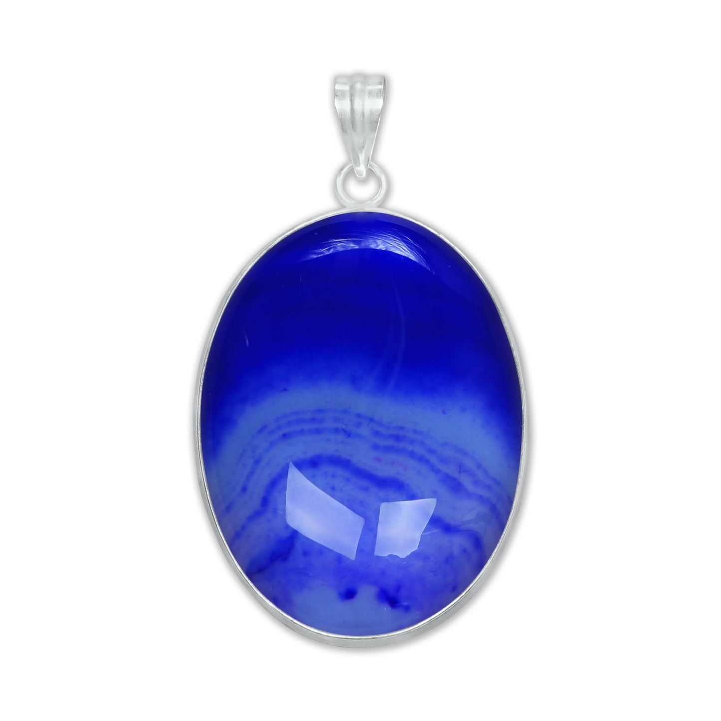 Banded Onyx (dyed) Simple work Pendants - Handmade, Silver-Plated Brass, Wholesale