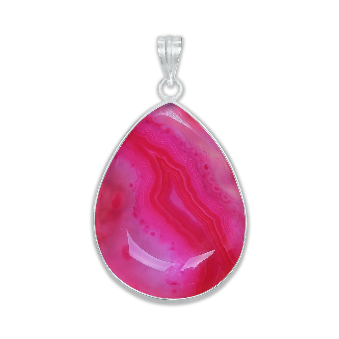 Banded Onyx (dyed) Simple work Pendants - Handmade, Silver-Plated Brass, Wholesale